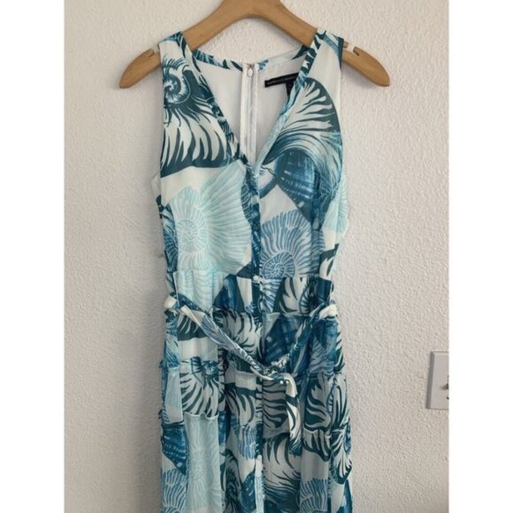 WHBM Sleeveless Nautilus Shirt Dress Women’s Size 2 Midi Button Front Belted